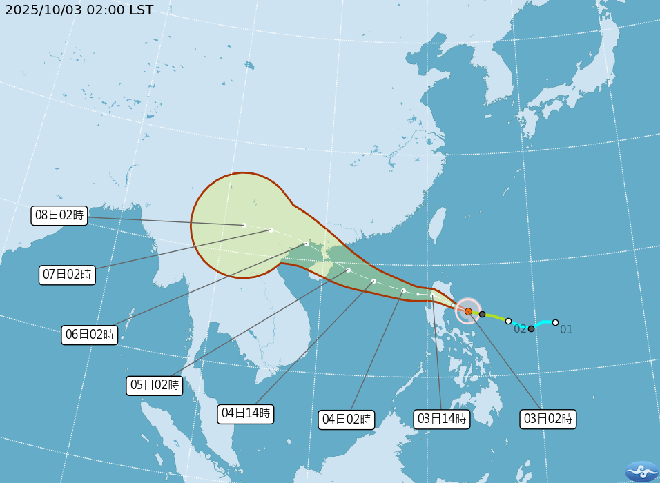 ▲▼輕颱「麥德姆」路過2地炸雨　中秋連假天氣出爐。（圖／中央氣象署）