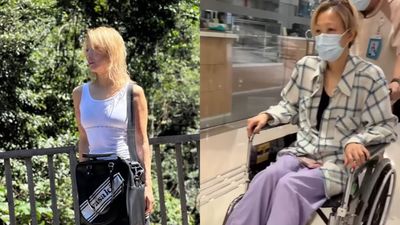 鄭秀文健身出意外！ 後腰2處撕裂狂喊痛　坐輪椅、拄柺杖代步