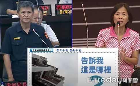 ▲台南市議會藍軍質詢警察局，追問毒駕快篩劑遲未下放分局。（記者林東良翻攝，下同）