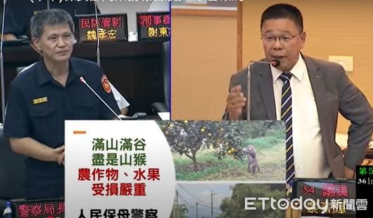 ▲台南市議會藍軍質詢警察局，追問毒駕快篩劑遲未下放分局。（記者林東良翻攝，下同）