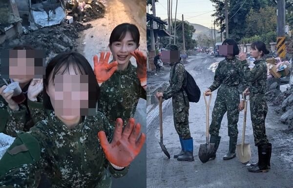 ▲▼女兵利用休假時間，到花蓮當「鏟子超人」。（圖／翻攝靠北長官2020）
