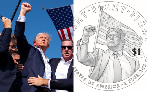 ▲▼川普紀念幣曝光。（圖／翻攝自X／@TreasurerBeach）