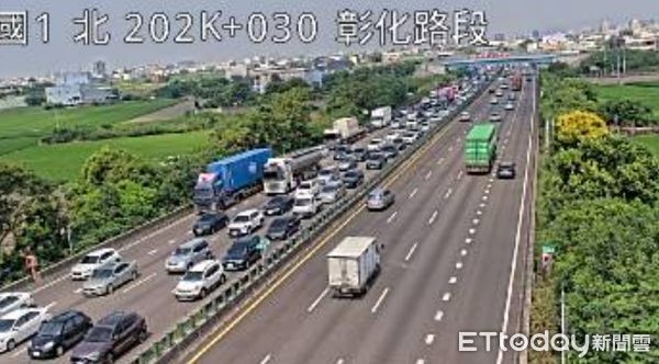 ▲國道彰化路段塞車。（圖／翻攝自國道1968）