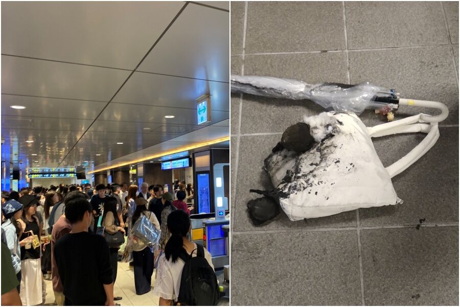 ▲▼ 心齋橋車站疑似乘客行動電源起火。（圖／翻攝自X）