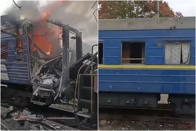 烏克蘭火車站遭俄無人機轟炸！至少30傷　車廂起火狂燒畫面曝