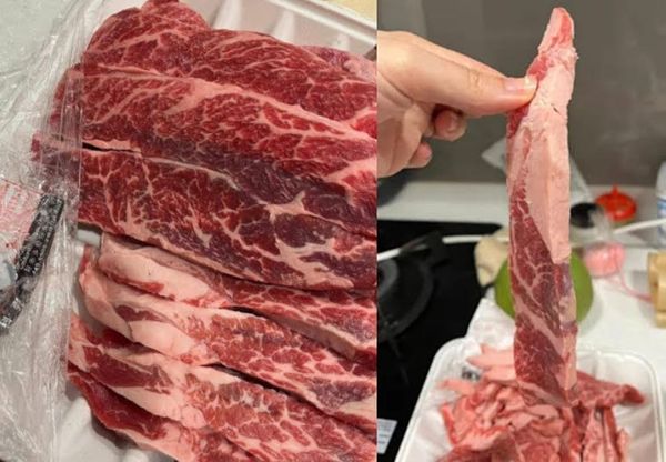 網友抱怨在好市多買的牛小排肥肉太多，而且刻意將肥肉藏在下層誤導消費者。（翻攝臉書社團「Costco好市多 商品經驗老實說」）