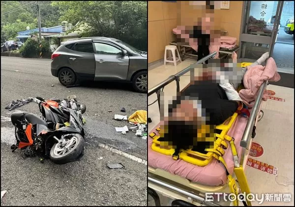 ▲▼苗栗機車碰撞轎車，騎士骨折（圖／突發中心翻攝）