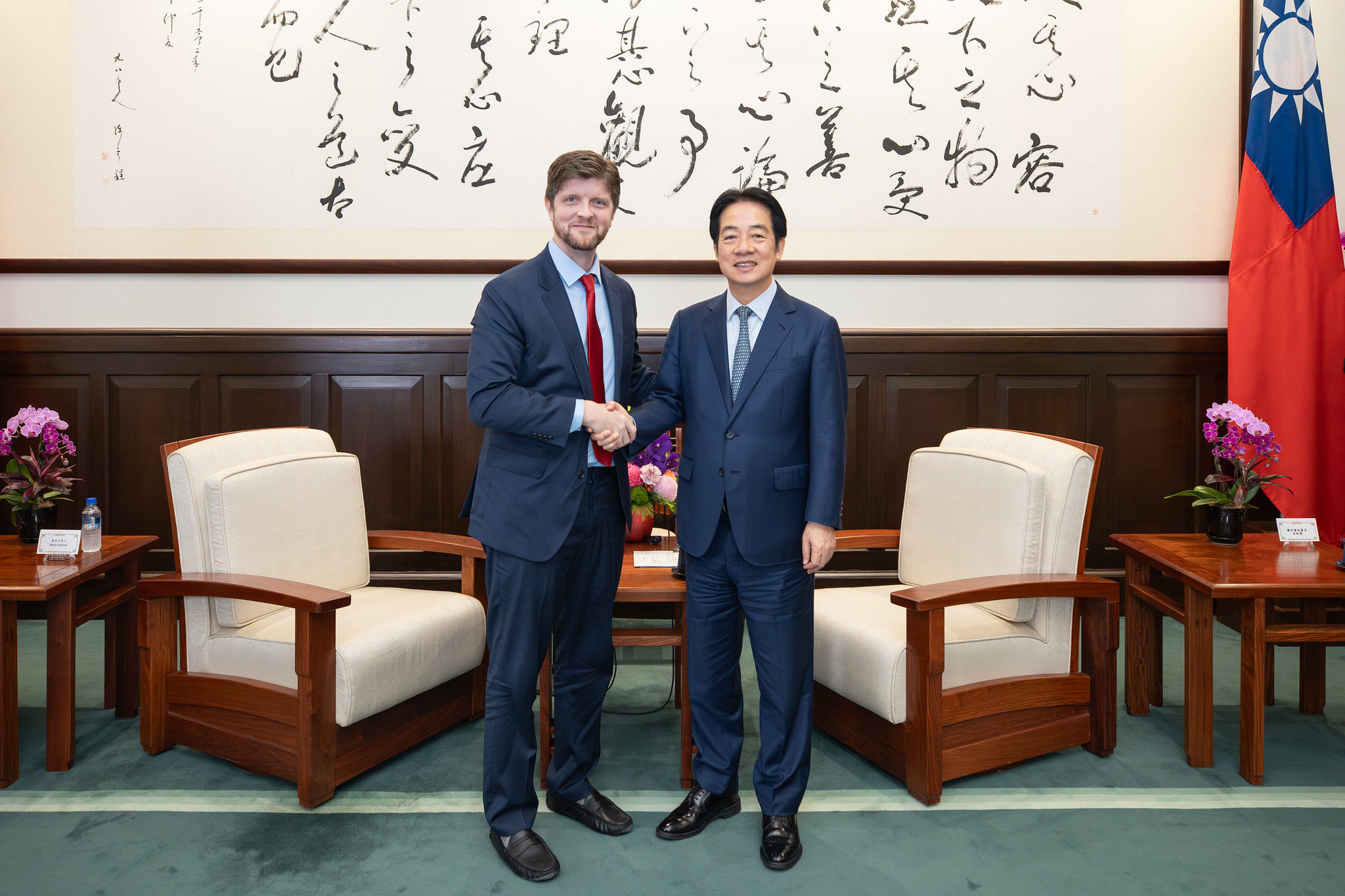 ▲▼總統賴清德日前接受美國廣播節目「The Clay Travis and Buck Sexton Show」主持人Buck Sexton專訪。（圖／總統府提供）