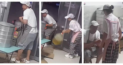 早餐店驚魂!老闆觸電倒地 妻子「抄油桶猛砸」救命成功