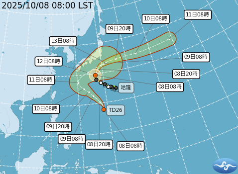 ▲▼熱帶性低氣壓TD26。（圖／氣象署提供）