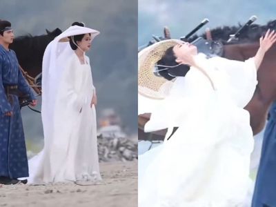 陸劇女神拍戲驚傳意外! 帽紗被踩「頭往後對折凹」畫面震驚網