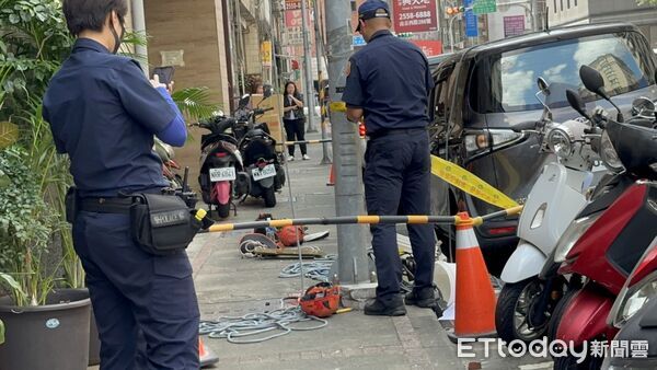 ▲▼ 台北市大同區天水街2名工人在施作大樓外牆工程時繩索鬆脫，從8樓摔落。（圖／記者黃彥傑攝，下同）