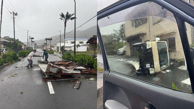 ▲▼今年第22號颱風「強颱哈隆」來襲,日本伊豆群島八丈島面臨強大風雨。(圖/翻攝自X/takutore0318)