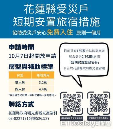 ▲行政暨研考處長陳建村在會中宣布，自10月7日起開放災區短期安置旅宿申請。（圖／花蓮縣政府提供，下同）