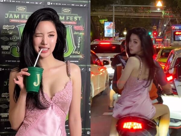 ▲▼超美女星「粉色睡衣」現身機車後座　20秒影片吸百萬讚。（圖／翻攝janistarr IG）