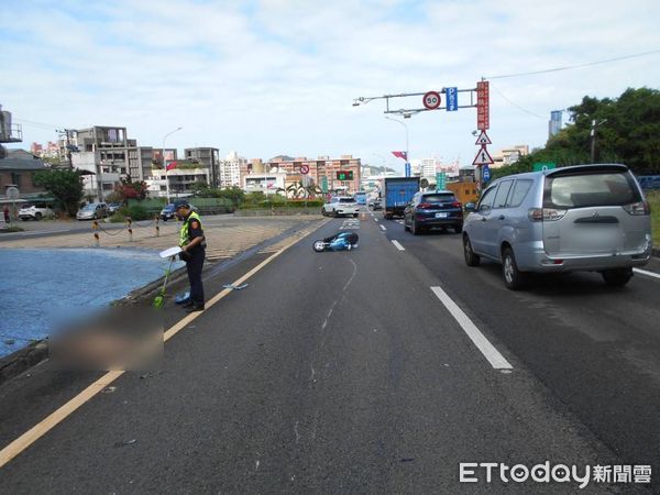 ▲國道一號大業隧道口發生追撞事故，機車闖國道撞BMW騎士噴飛。（圖／記者郭世賢翻攝，下同）