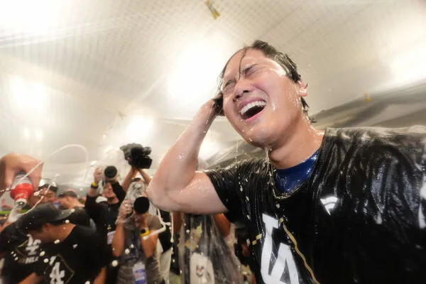 ▲道奇香檳派對。（圖／達志影像／美聯社）