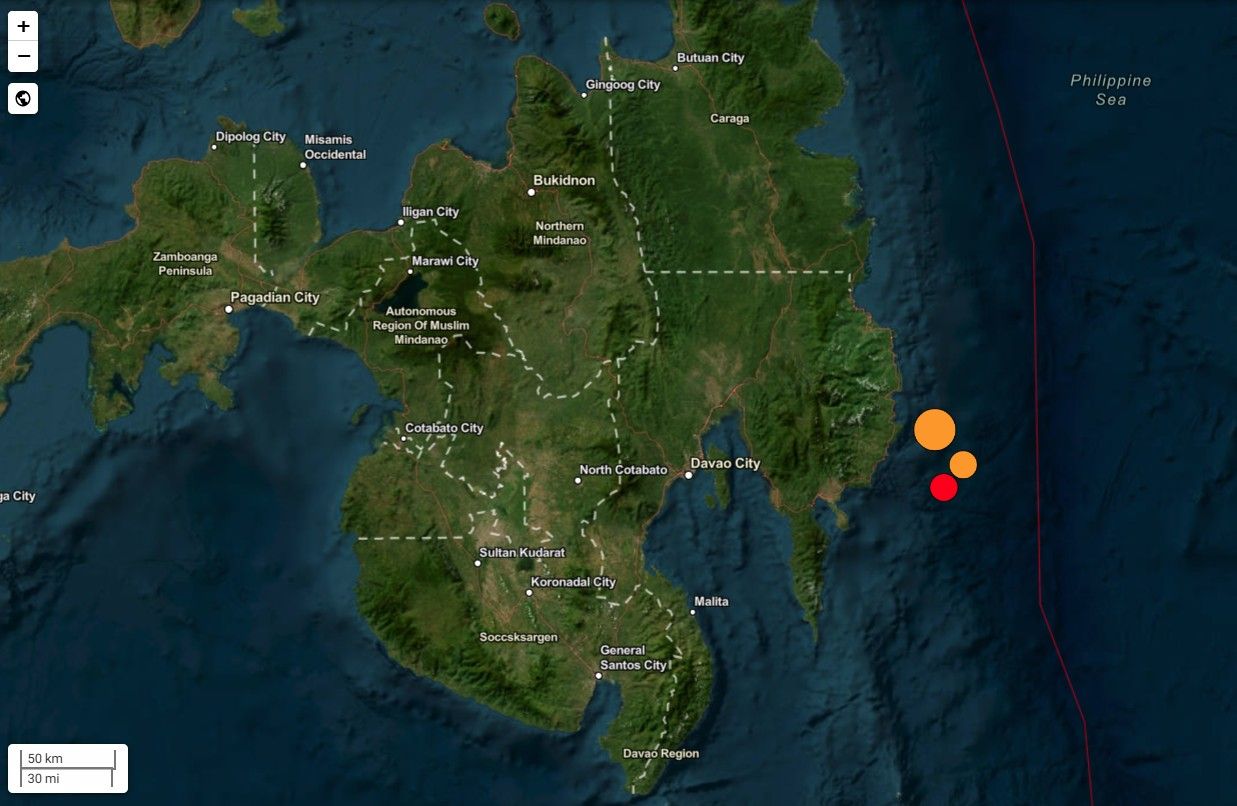 ▲▼菲律賓民答那峨島附今（10日）上午發生規模7.4強震，郭鎧紋分析，未來一周會有規模6以上餘震，更不排除有規模8強震。（圖／郭鎧紋提供）