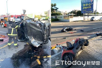 快訊／八里台北港外重大車禍！汽車高速逆撞腳踏車　騎士命危