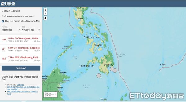 ▲▼菲律賓民答那峨島附今（10日）上午發生規模7.4強震，郭鎧紋分析，未來一周會有規模6以上餘震，更不排除有規模8強震。（圖／郭鎧紋提供）