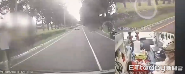 ▲屏科大校內學府路機車自摔事故。（圖／民眾提供）