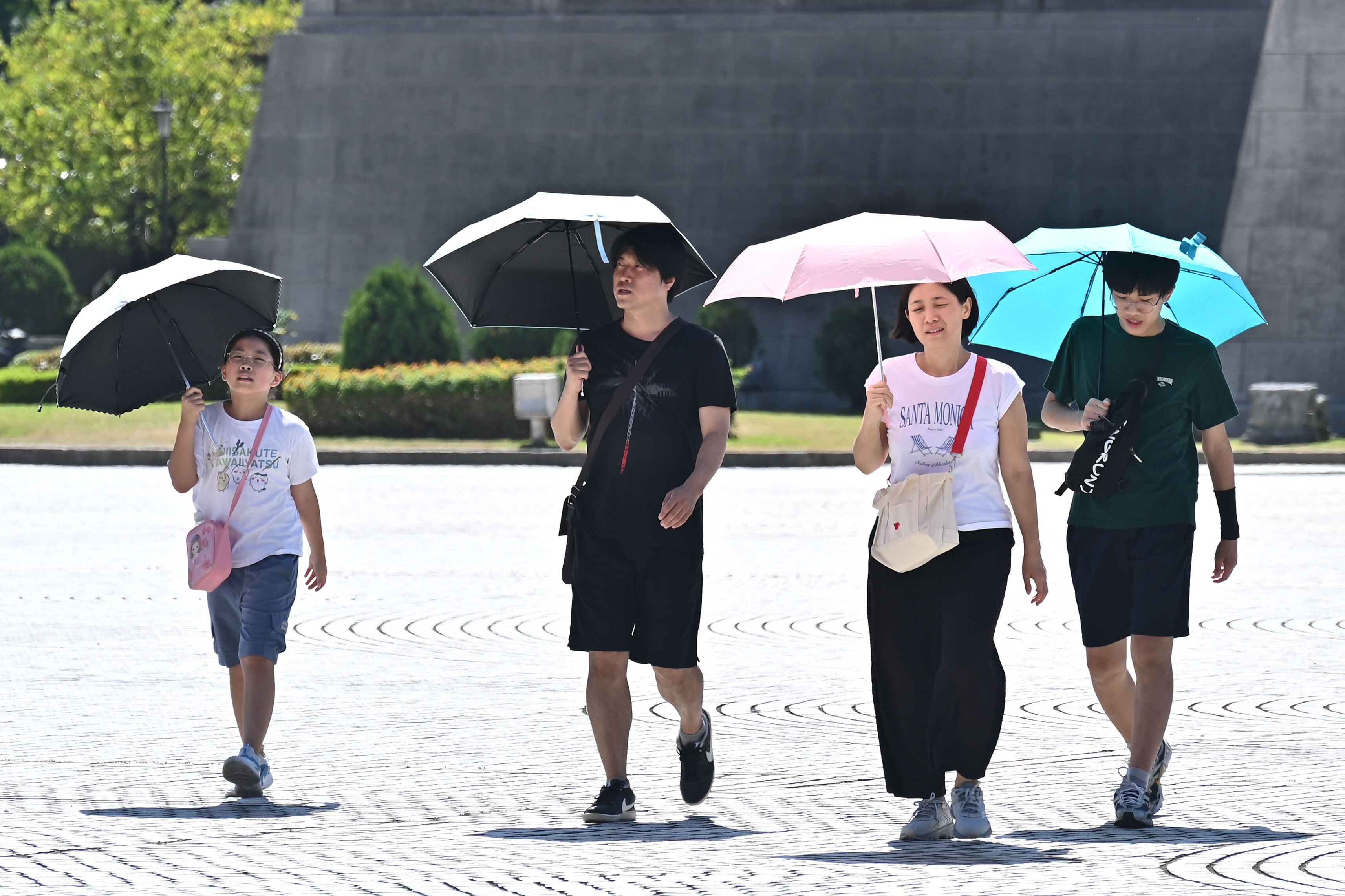 ▲▼熱浪,陽光,夏日,夏天,炎熱,陽傘,暑假,觀光客,遊客,逛街,極端高溫,中暑,酷暑,烈日,防曬,遮陽,行人,路人,悶熱,撐傘,打傘,秋老虎,天氣配圖。（圖／記者李毓康攝）