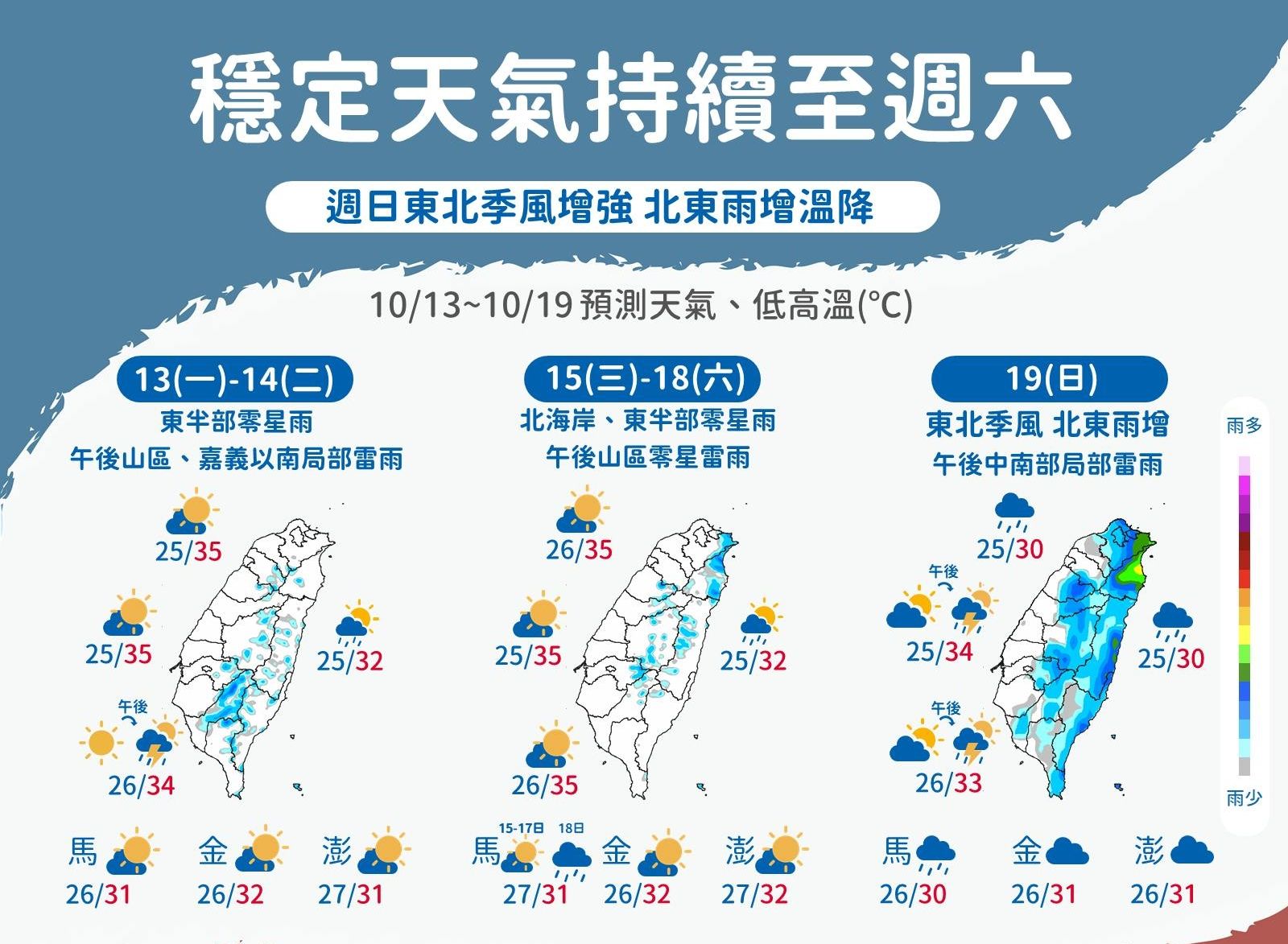 ▲▼首波降溫將報到！　北部「轉涼迎雨」時間出爐。（圖／氣象署）