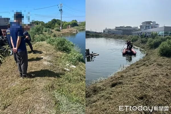 ▲▼             高雄45歲黃男跳進魚塭內失蹤，消防尋獲打撈上岸時已是冰冷遺體。（圖／記者陳宏瑞翻攝）