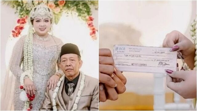 ▲▼差50歲爺孫戀！　印尼翁迎娶24歲嫩妻「豪砸500多萬聘金」。（圖／翻攝TikTok）