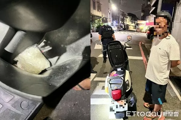 ▲▼員警查到機車騎士前座有安非他命。（圖／記者林東良翻攝）