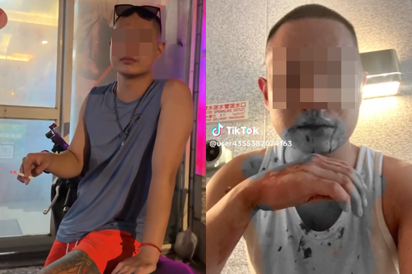 ▲▼「中壢怪人」到處嗆朋友名吃霸王餐　被本尊打到滿臉血坐路邊。（圖／翻攝自threads）