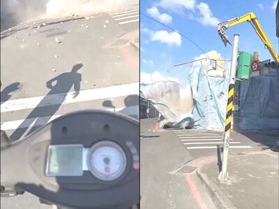 驚險畫面！新北「大陳都更」折除倒塌　石塊噴飛如轟炸釀1傷