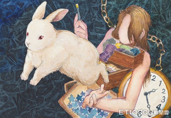 ▲從夢裡的白兔到心裡的自己，梁個兒用顏料畫出成長的重量。（圖／記者游瓊華翻攝）