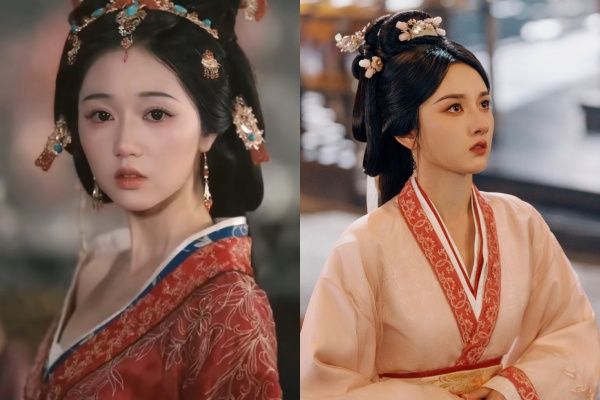 ▲《折腰》短劇女主角由岳雨婷飾演（左），長劇版則為宋祖兒（右）。（圖／翻攝自微博）