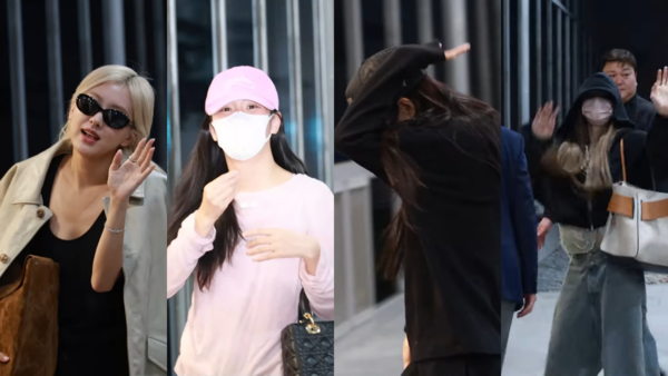 ▲▼▲▼快訊／BLACKPINK出發來台！4妞包緊緊現身　Jisoo打招呼鎂光燈狂閃。（圖／翻攝自Newsen YouTube）