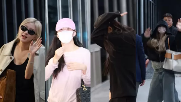 ▲▼▲▼快訊／BLACKPINK出發來台！4妞包緊緊現身　Jisoo打招呼鎂光燈狂閃。（圖／翻攝自Newsen YouTube）