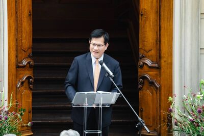 林佳龍應邀赴海牙智庫HCSS演說 倡議台歐攜手建立「非紅供應鏈」