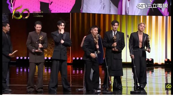 ▲金鐘獎實境節目主持人獎，敖犬【莊濠全】、小煜【楊奇煜】、威廉【廖亦崟】、阿緯【劉峻緯】、小杰【廖允杰】、王子【邱勝翊】、朵拉Dora【謝雨芝】／來吧！哪裡怕。（圖／翻攝自YouTube／金鐘獎 Golden Bell Awards）