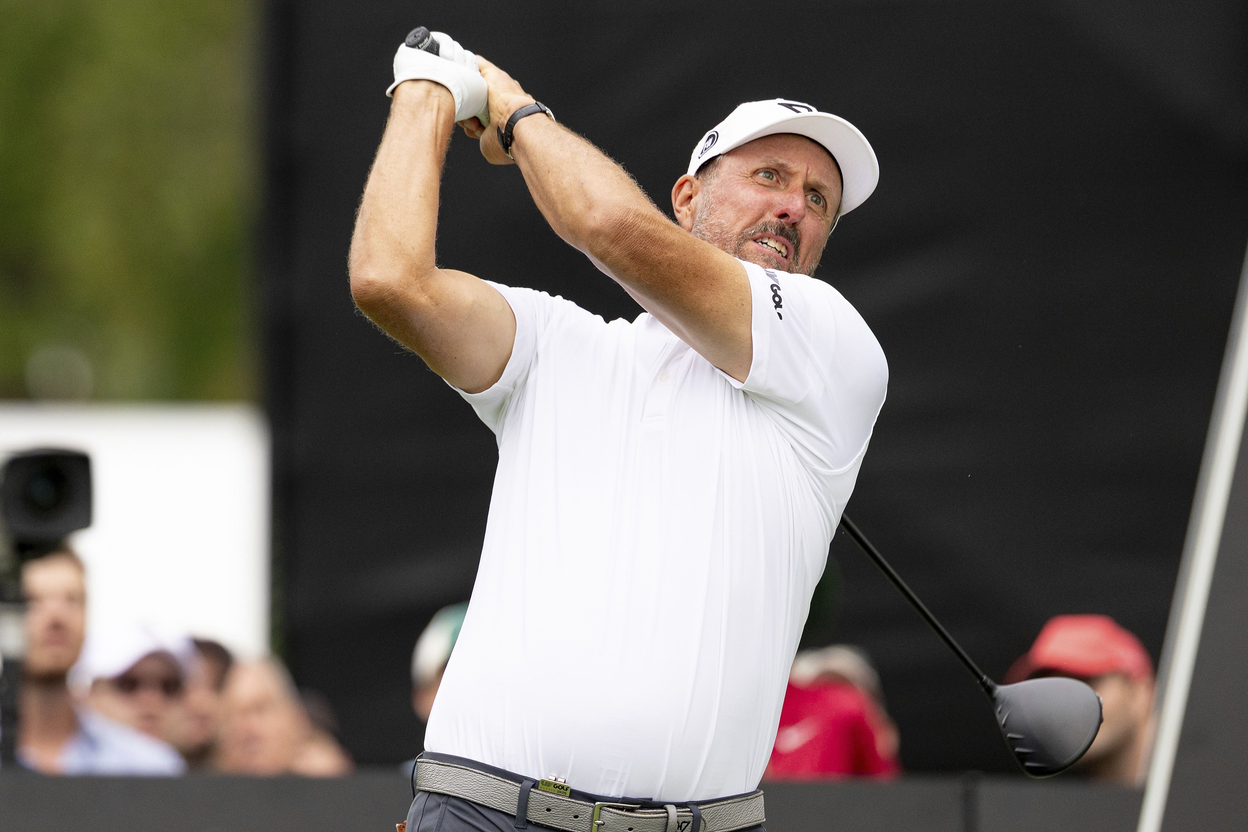 ▲▼高爾夫球界傳奇球星米克森在「無王日」活動力挺川普,反諷拜登前政府。(圖/達志影像/美聯社)