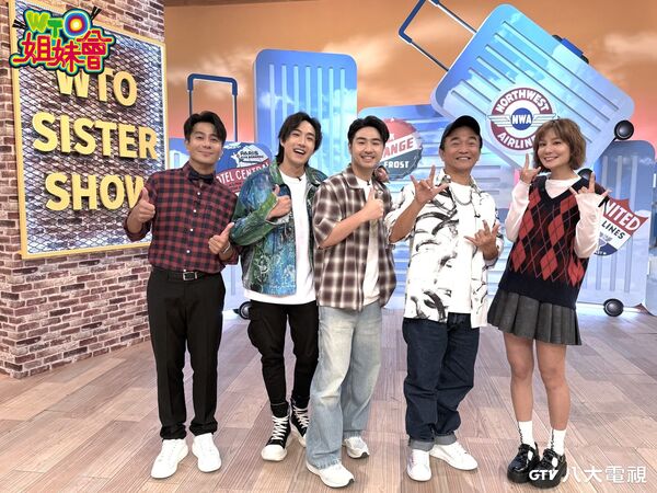 ▲▼吳宗憲（圖右二）與兒子鹿希派（圖中）、新人歌手陳守恩（圖左二）上節目宣傳。（圖／八大提供）