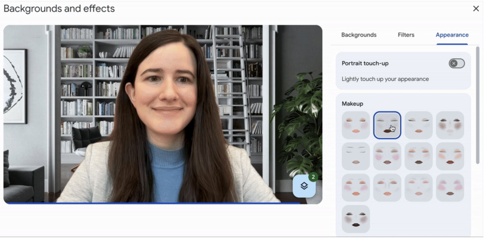▲Google Meet AI化妝功能。（圖／翻攝Google官網）