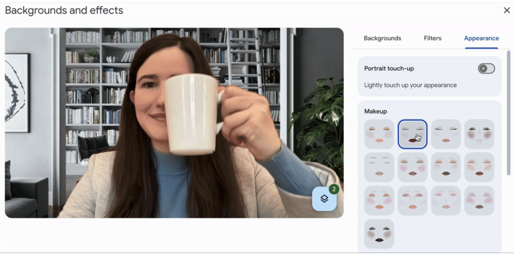 ▲Google Meet AI化妝功能。（圖／翻攝Google官網）