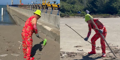 淨灘阿伯超大咖「被虧在撈魚擺拍」　網喊敬佩：全台沒人資格說他