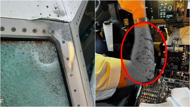 ▲▼駕駛艙「擋風玻璃」被撞爆？美聯航急轉降　機師濺血照瘋傳。（圖／翻攝X）