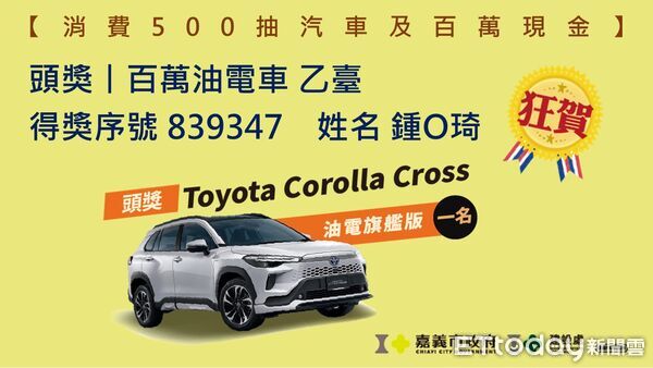 ▲▼ 2025嘉義市購物節最大獎百萬油電車、百萬現金得主出爐   。（圖／嘉義市政府提供）
