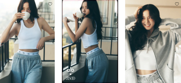 ▲Alo代言人BLACKPINK成員Jisoo。（圖／翻攝自Instagram／@kyliejenner、@alo）