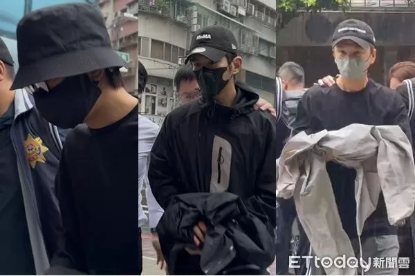 ▲藝人陳柏霖（左）、修杰楷（中）、張書偉（右）涉閃兵，遭拘提到案。（圖／記者陳以昇、陸運陞攝）