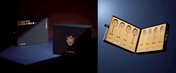 ▲▼戴資穎歷代戰拍迷你收藏組。（圖／VICTOR提供）