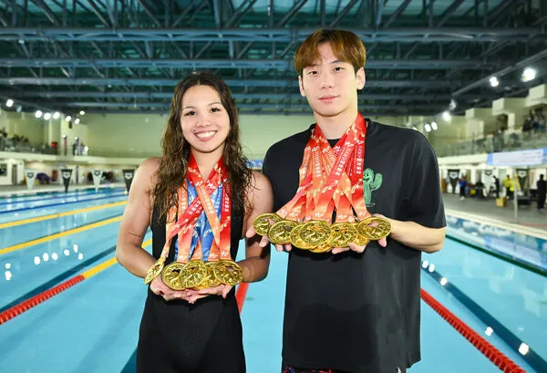 ▲混血女泳將韓安齊本屆全運會勇奪10面金牌，「台灣蝶王」王冠閎也有8金入袋。（圖／全運會提供） 