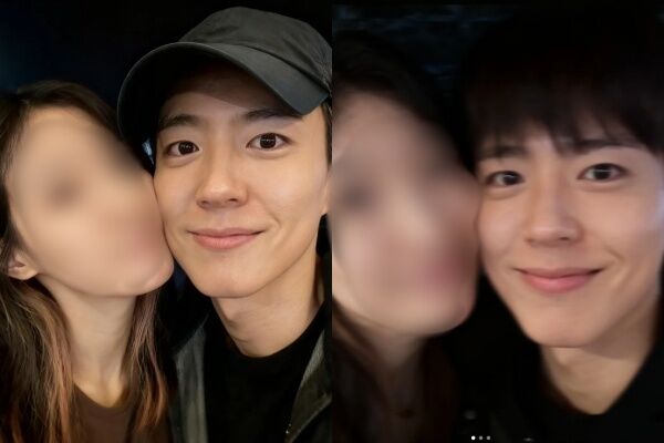 ▲網友用AI生成與韓星朴寶劍的貼臉合照。（圖AI生成／翻攝自小紅書）